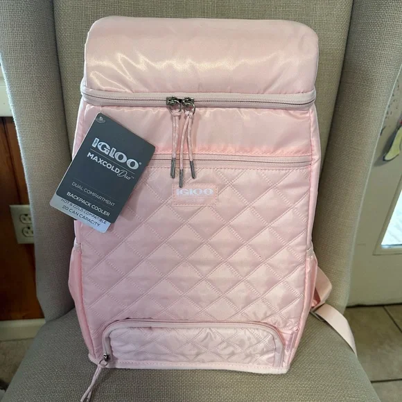 Igloo Pink Quilted Cooler Backpack - Picture 1 of 11